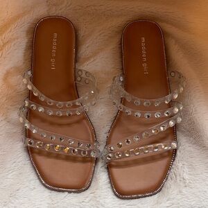Madden Girl Sparkling Clear Slide Sandals NWOT Size 8